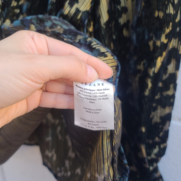 Sezane | Loubna Jacquard Velvet Blouse Size FR 34 US 2 - Picture 10 of 13